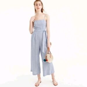 J. Crew Blue Strapless Jumpsuit with Wide-Leg Cropped Pants